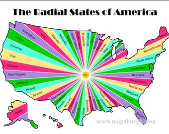 Radial States of America, color print