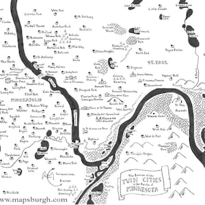 Fantasy map of the Twin Cities (Minneapolis-St. Paul)