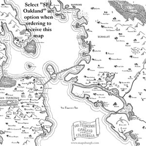 Fantasy Landkarte von San Francisco/Oakland/Bay und Umgebung
