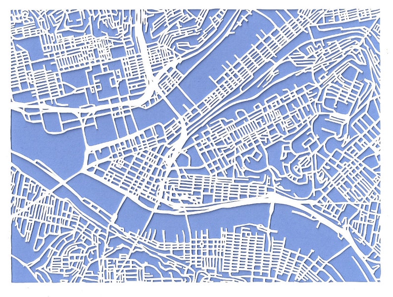 Pittsburgh cut paper map print image 1