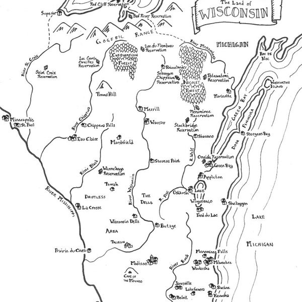 Fantasy map of Wisconsin