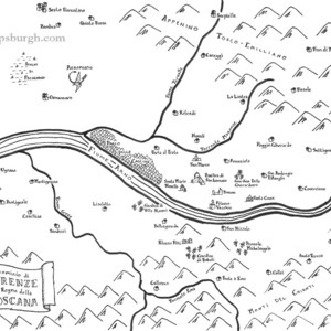 Fantasy map of Florence (Firenze) Italy