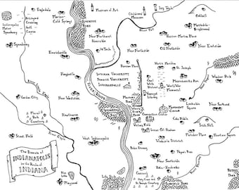 Fantasy maps of Midwestern cities: Indianapolis, Springfield IL, Fort Wayne, Bloomington