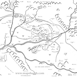 Carte fantastique de la vallée du soleil (Phoenix), AZ