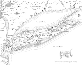 Fantasiekaart van Long Island