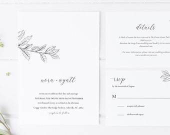 minimalist wedding invitation template set / modern minimalist wedding invitation suite / simple wedding invitation template download
