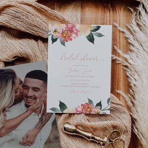 Brautparty Einladung Vorlage / rosa Elfenbein floral / Brautparty Einladung druckbare / sofortiger download / Brautparty Einladung Boho