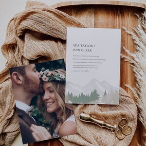 mountain wedding invitation template download / forest wedding invitation template / watercolor outdoor wedding invitation / simple mountain