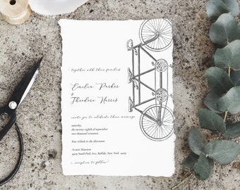 tandem bike wedding invitation / tandem bicycle wedding invitation / vintage wedding invitation / wedding invitation template download