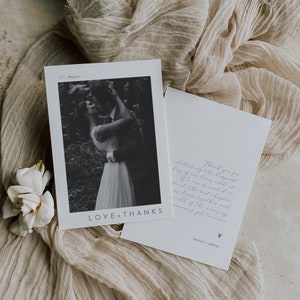 carte de remerciement photo de mariage / carte de remerciement mariage minimal / modèle de carte de remerciement minimaliste / cartes de remerciement mariage avec photo