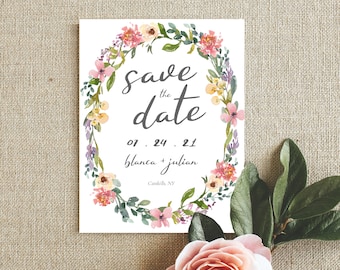 watercolor save the dates / watercolor save the date template / wildflower save the date / floral save the dates / wildflower wedding