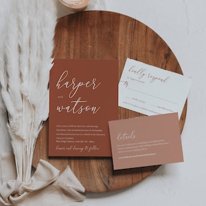 terracotta wedding invitation template / fall wedding invitations / desert wedding invitation / boho wedding invitation / rust wedding