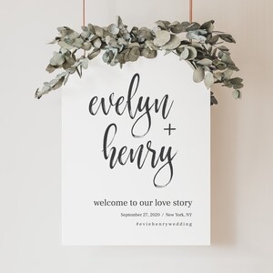 wedding welcome sign template / minimalist wedding welcome sign template / modern welcome wedding sign / printable wedding welcome sign