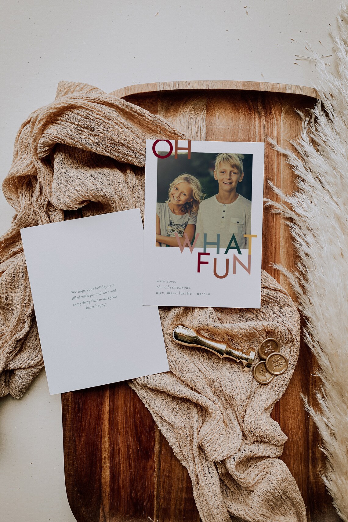 Oh What Fun Holiday Card Template / Custom Holiday Photo Card / Modern