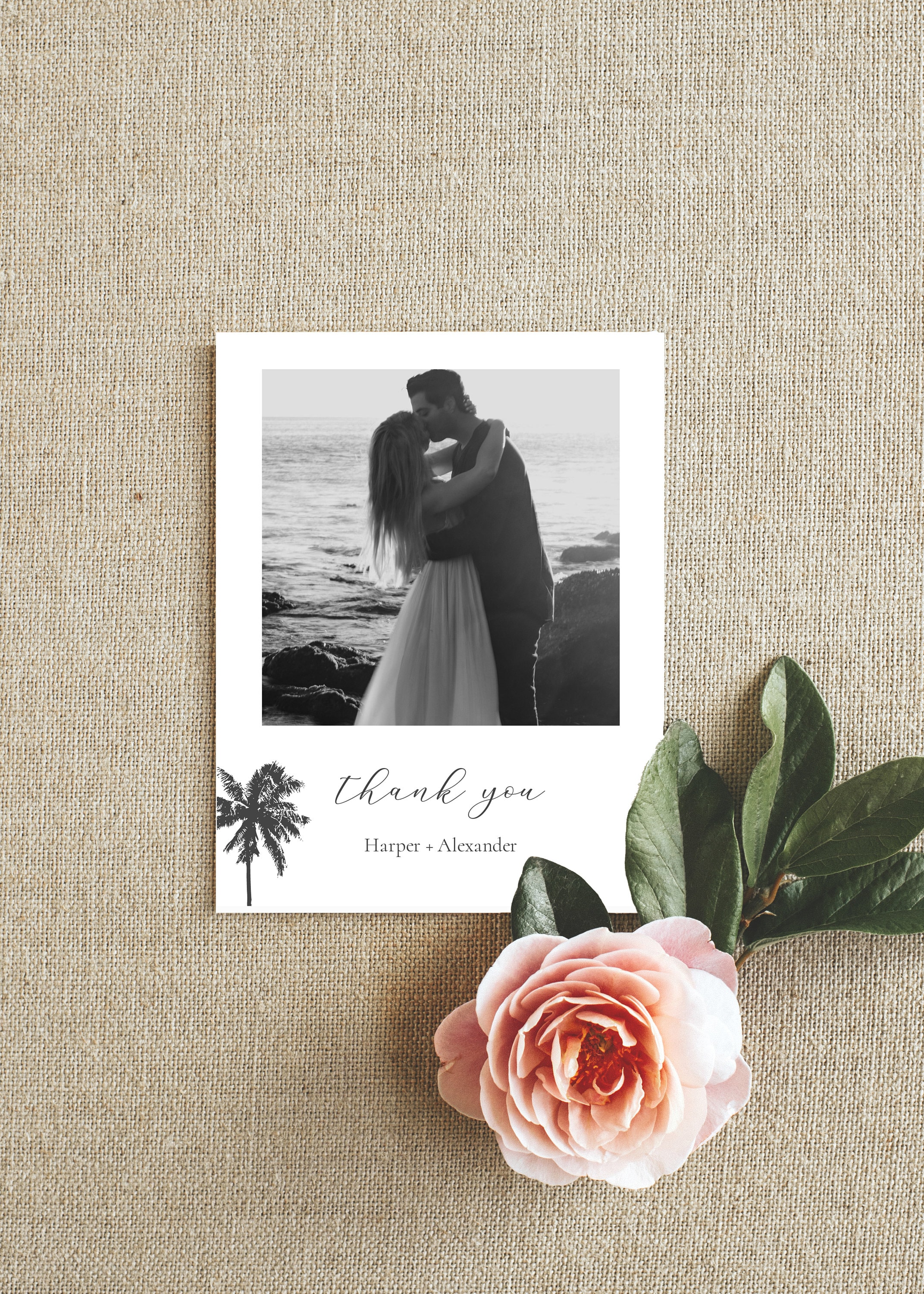 tropical wedding thank you card template beach wedding thank you card ...