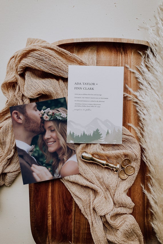 Mountain Wedding Invitation Template Download / Forest Wedding - Etsy