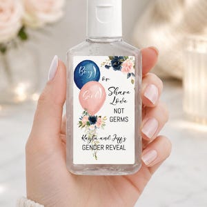 Balloons Gender Reveal Hand Sanitizer Labels, Purell
