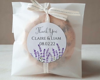 Lavender Wedding Stickers, Wedding Kisses Labels, Lavender Stickers, Lavender Favor Labels, Printed Label for Wedding Favor Gift Bag