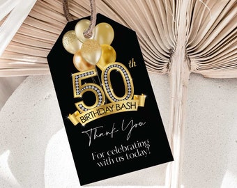 50th Birthday Favor Tags, 50th Birthday Thank You Tags Printable, 50th Birthday Tags