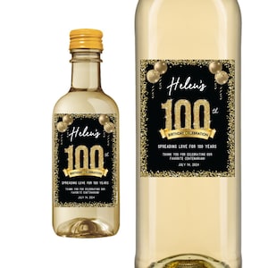 100th Birthday Wine Labels, Personalized 100th Birthday Wine Label