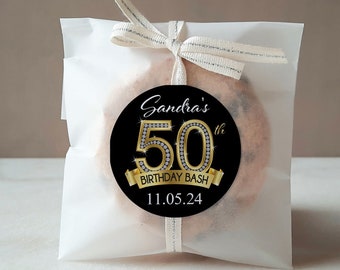 Personalized 50th Birthday Kiss Stickers - Diamond Party Favors