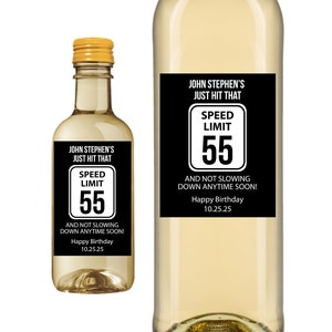 55th Birthday Wine Labels, Speed Limit 55 Birthday Wine Label