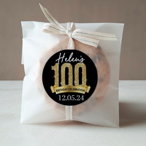 100th Birthday Hershey Kisses Stickers - Personalized Glitter Birthday Kiss Favors - 100th Birthday Stickers - BD101