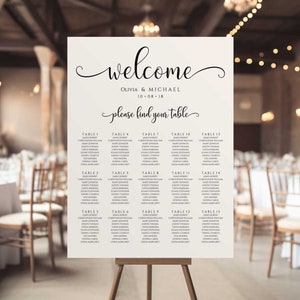 Editable Wedding Seating Chart Sign: Alphabetical Template (Instant Download)