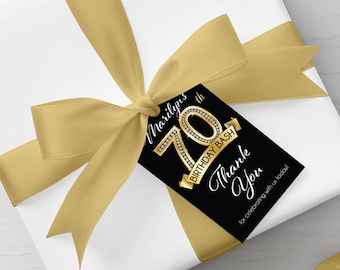 70th Birthday Favor Tags: Printable Thank You Tags (Digital File)