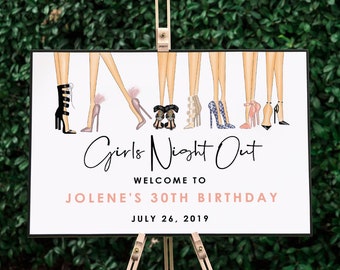 Girls Night Out Birthday Welcome Sign, Ladies Night Out Birthday Party Welcome Sign, Editable Birthday Signs, Birthday Poster Decoration