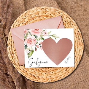 Vuoi essere la mia damigella d'onore, biglietto da grattare, proposta di damigella d'onore, Blush Floral Chiedi alla damigella d'onore
