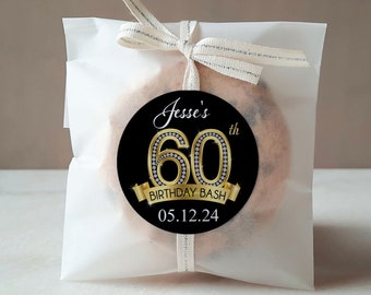 60th Birthday Stickers - Personalized Birthday Sticker - High Quality Birthday Kiss Favors