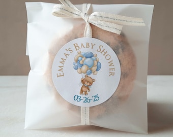 Blaue Teddybär-Babyparty-Aufkleber - personalisierte Kussgeschenke