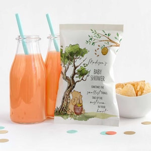 Winnie the Pooh Baby Shower Chip Bag Template, Classic Pooh Baby Shower Printable, Instant Access