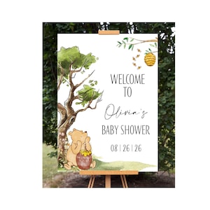 Classic Winnie the Pooh Baby Shower Welcome Sign, Birthday Welcome Sign