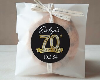 70th Birthday Stickers – Personalized Diamond Favor Labels