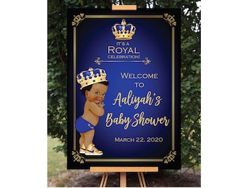 Royal Prince Baby Shower Welcome Sign, Printable Birthday Welcome Sign