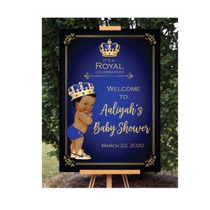 Royal Prince Baby Shower Welcome Sign, Printable Birthday Welcome Sign