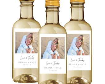 Wedding Mini Wine Labels - Photo Mini Wine Bottle - Set of 10