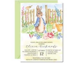 Peter Rabbit Baby Shower Invitation, Beatrix Potter Invite