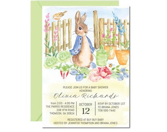 Peter Rabbit Baby Shower Invitation, Beatrix Potter Invitations, Rabbit Invitations, Invitation Template, Peter Rabbit Birthday Invite