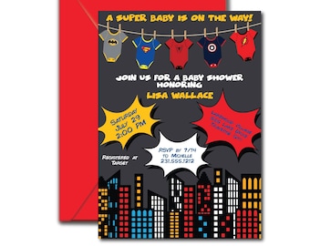 Superhero Baby Shower Invitation Template (Digital File)