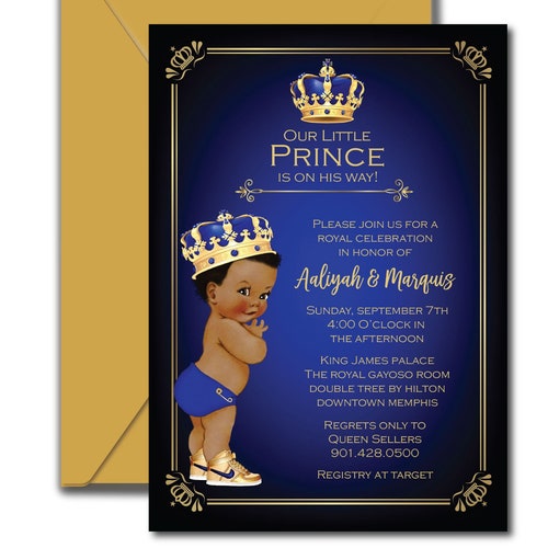 Royal Blue Silver Prince Baby Shower Invitation Royal Blue Etsy