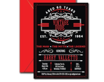 Vintage Dude Invitation - The Man, The Myth, The Legend Birthday Party Invite - Printable