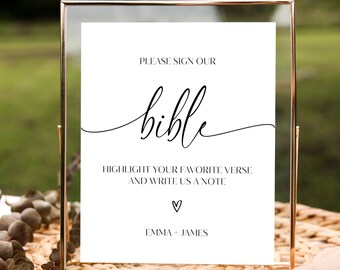 Sign Our Bible Sign, Modern Please Sign Bible Guestbook Sign, Simple Wedding Guestbook, Modern Minimalist Wedding WDS01