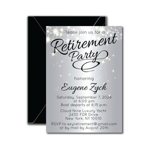Silver Retirement Party Invitation, Elegant Retirement Invitation, Sparkly Invitations, Customized Invite