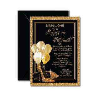 Retirement Party Invitation, Retirement Invitation for Women, Gold Invitations, Digital Invite