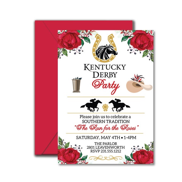 Kentucky Derby Invitation, Instant Download, Corjl Template