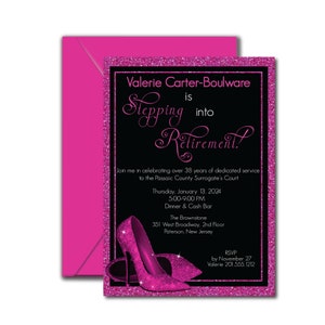 Pink Shoes Retirement Party Invitation Template, Stepping into Retirement Invitation, Editable Invites