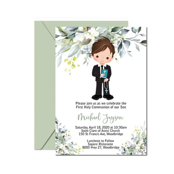 Boys First Communion Invitations, 1st Holy Communion Invitation Template by Announce It!